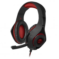 SVEN AP-G886MV, Gaming Headphones with microphone, 3.5 mm (4 pin) or 2*3.5 mm (3 pin) stereo mini-jack (connector for PC), volume control on the cable, Non-tangling cable with fabric braid, Cable length: 2.2m, Black/Red